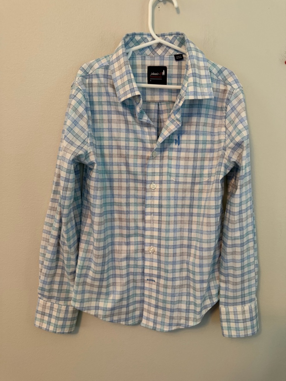 Johnnie-O Blue Plaid Performance Button-Down Shirt